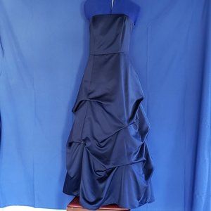 David's Bridal 81123 Navy Blue Satin Prom Dress Ladies 8
